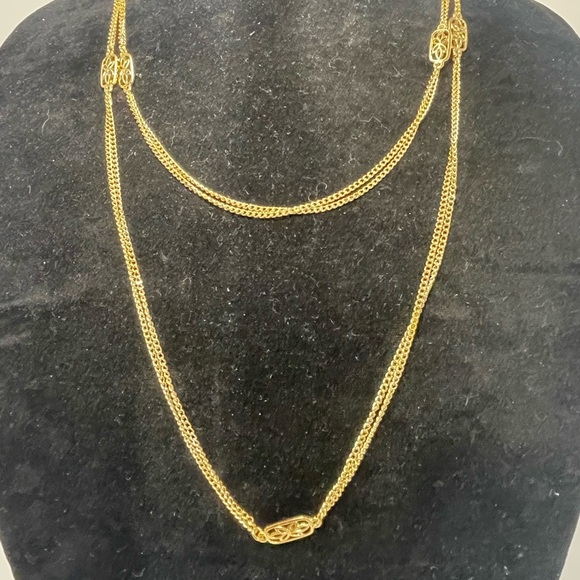 Vintage Long Monet Gold Tone Layered Necklace - Picture 1 of 5